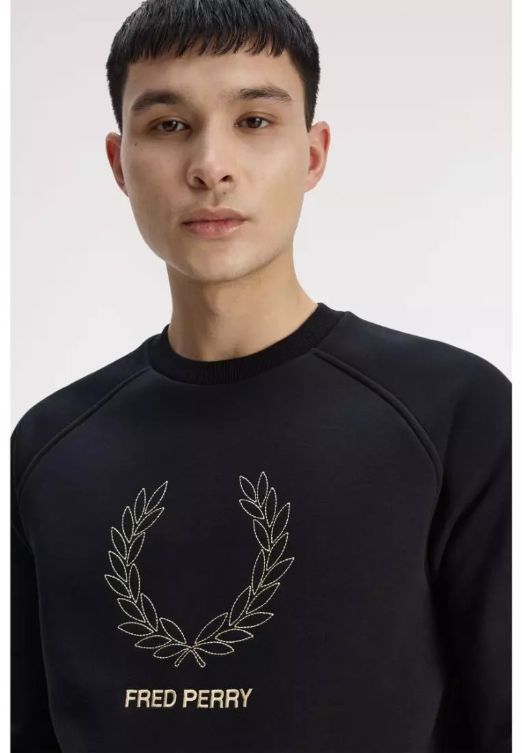 Buy Fred Perry Fred Perry M1769 Outline Laurel Wreath Sweatshirt (Black ...