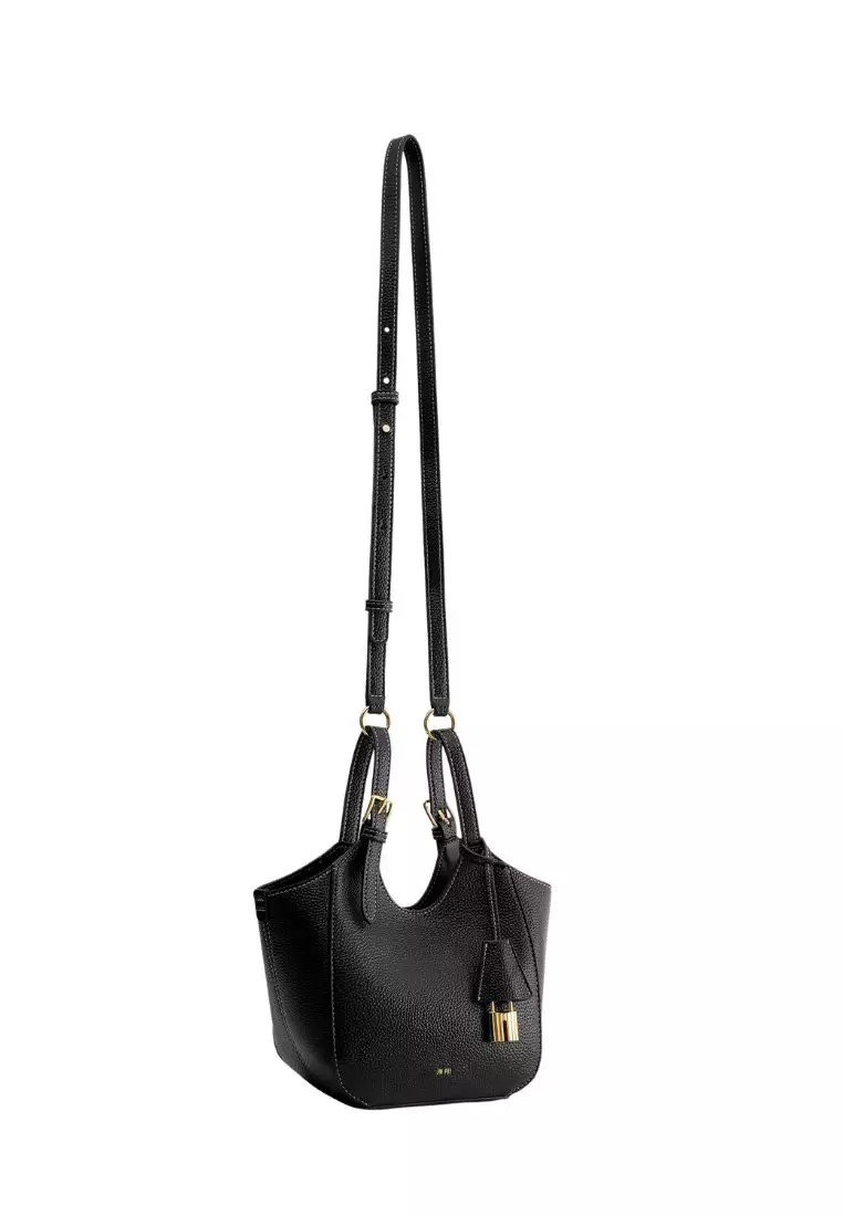 Ines Padlock Tote Bag - Black