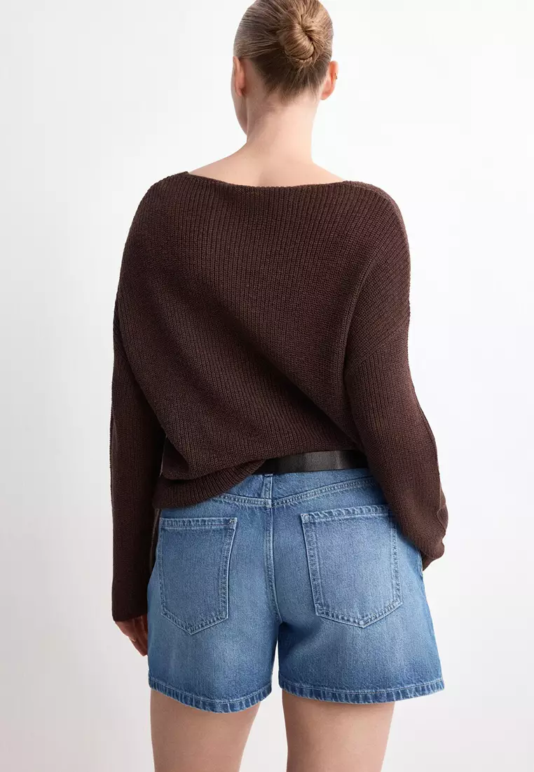 Straight Mid-Rise Denim Shorts