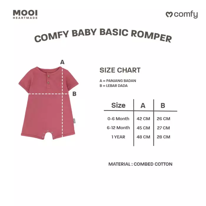 Mooi Jumper Bayi Comfy Baby Basic Romper - Red Clay