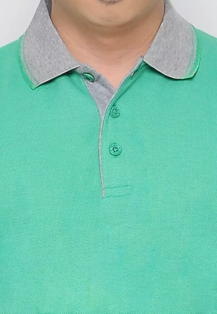 Andre Michel Kaos Polo Shirt Lengan Panjang Kerah Abu Hijau Salem 933-51