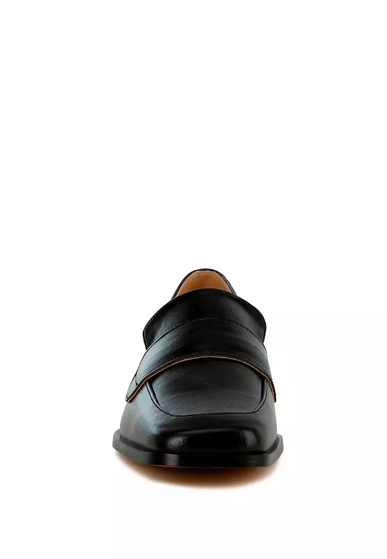 Metallic Penny Loafers in Black