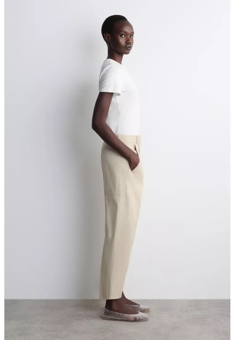 BARREL-LEG COTTON TROUSERS