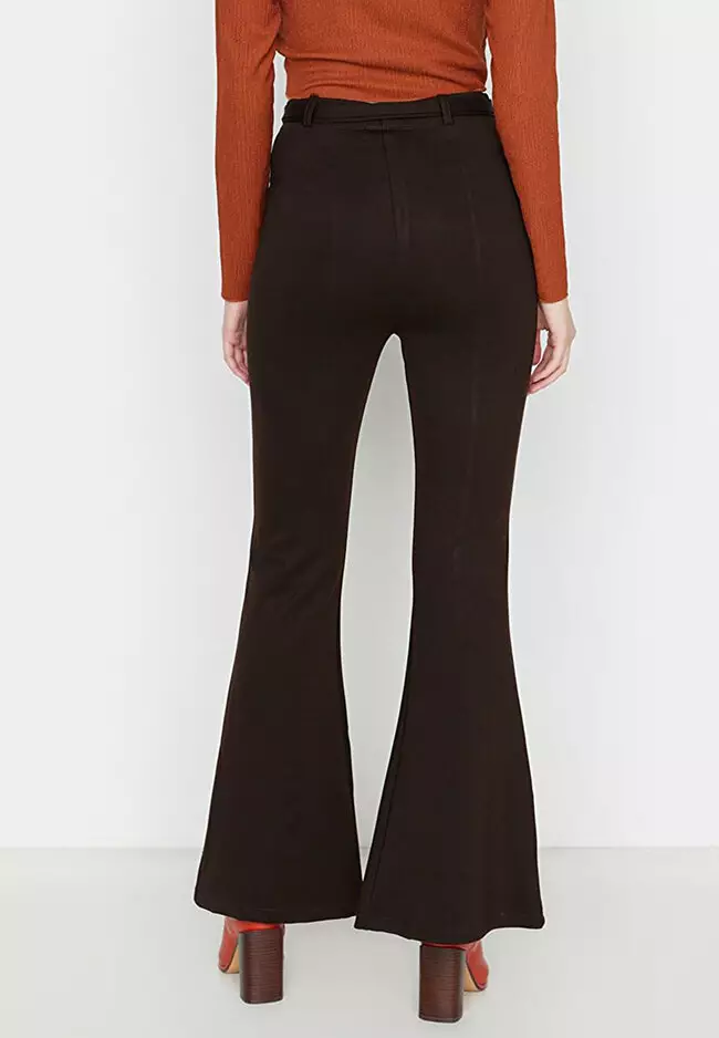 Buy Trendyol Belted Slit Detail Knitted Trousers 2023 Online