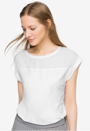 不對稱下擺圓領TEE, zalora時尚購物網評價服飾, T恤