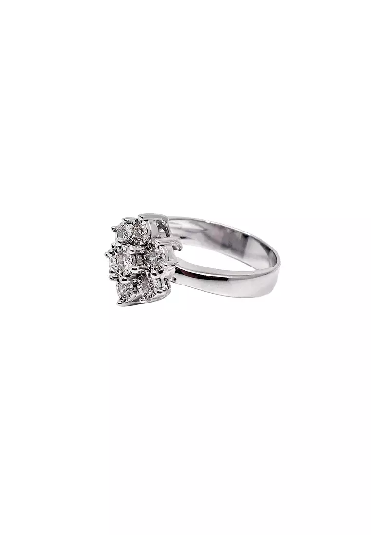 14K White Gold Lady Ring with Diamonds
