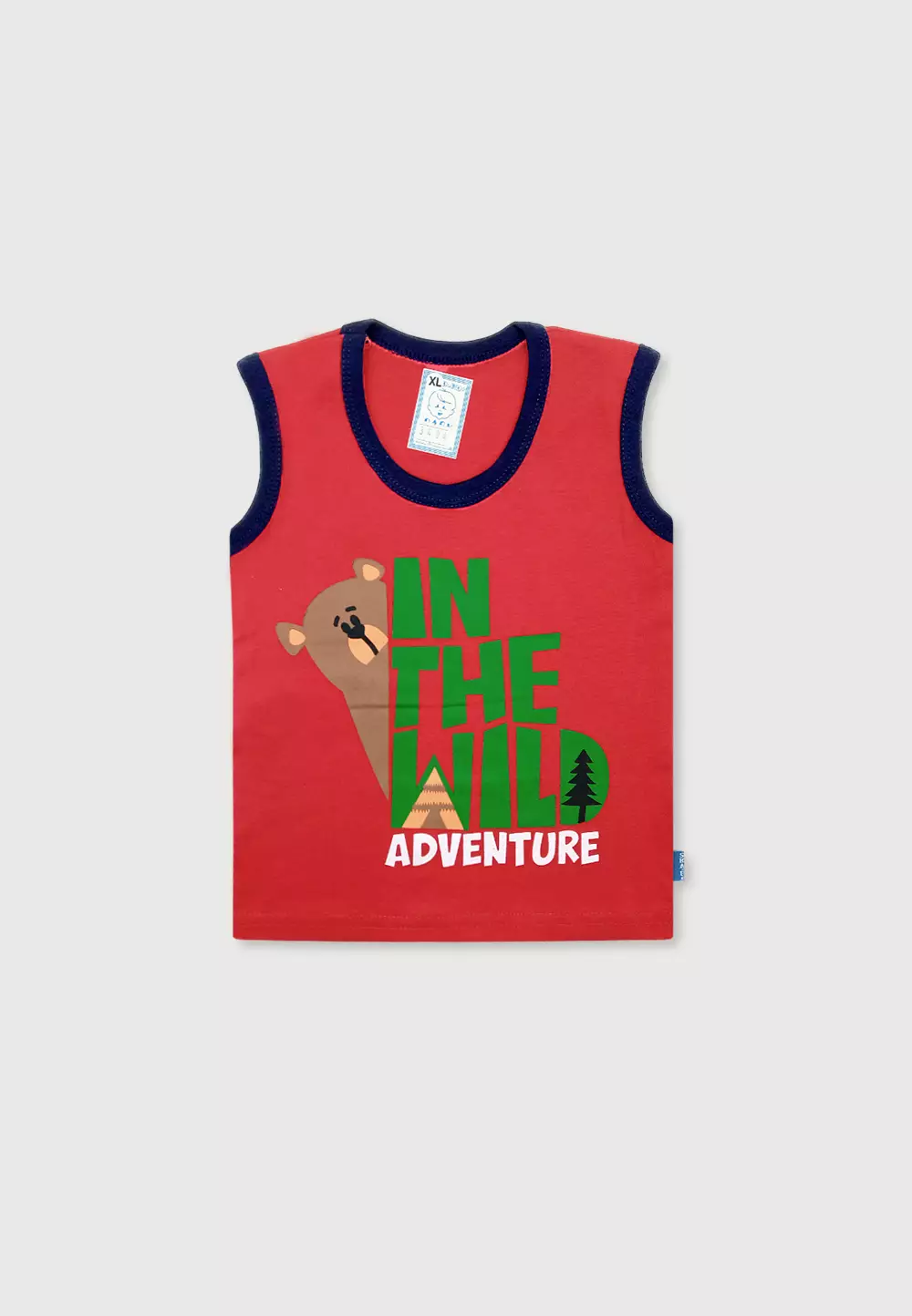 Wakakids Setelan Bayi Laki Laki Usia 12 Bulan Hingga 18 Bulan Set Baju Singlet Anak Celana Kaos Motif Bear Wild 3404 Merah