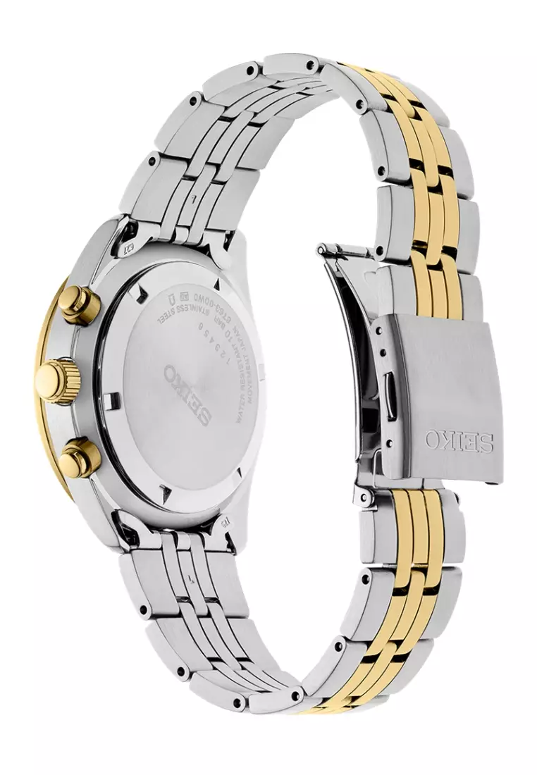 Seiko Gent Conceptual Chronograph Black Dial Two-Tone Stainless Steel Band Quartz Watch SSB430P1