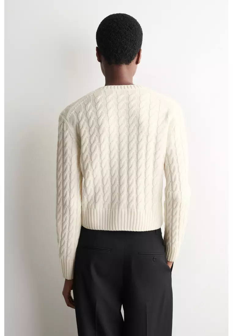CABLE-KNIT MERINO WOOL CARDIGAN