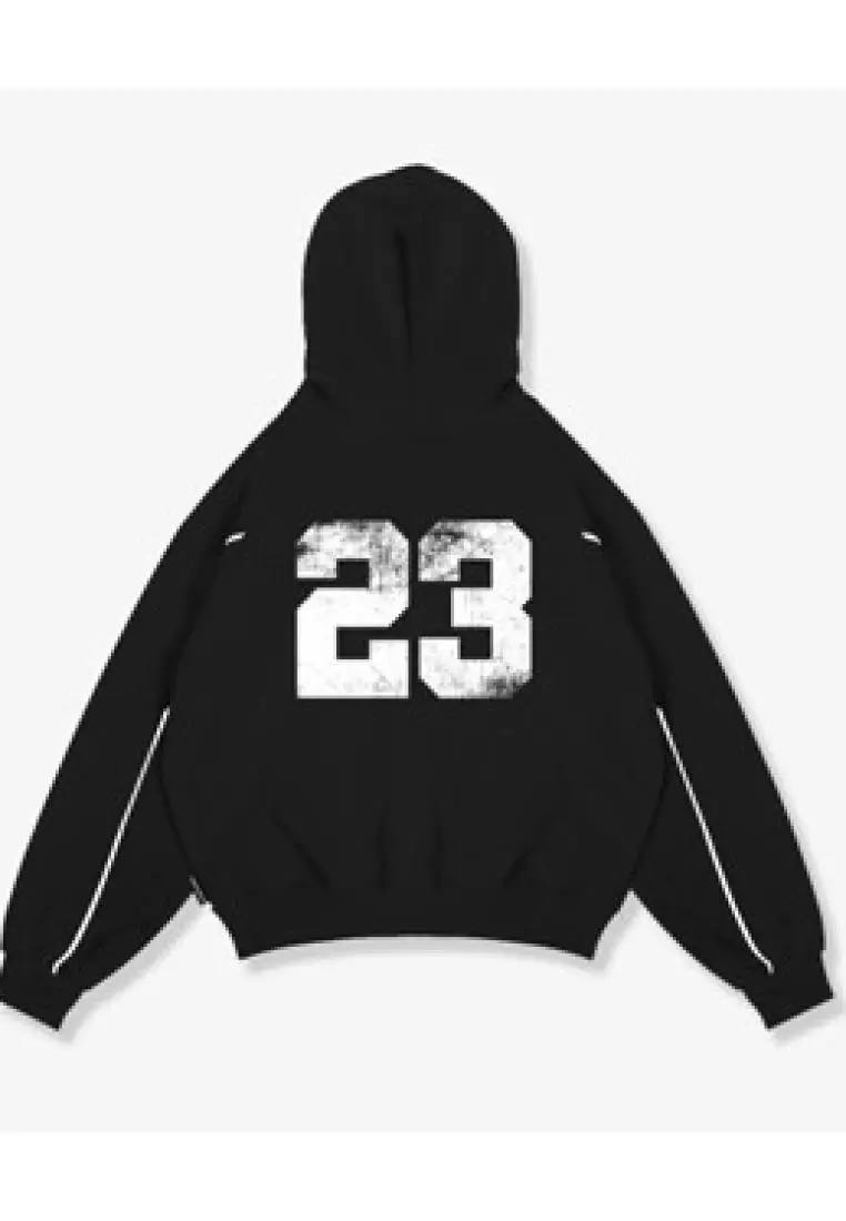 OOTDSUPPLY Hoodie Boxyfit List Iconic 23 Black | Hoodie Boxy fit | HDBXV2003