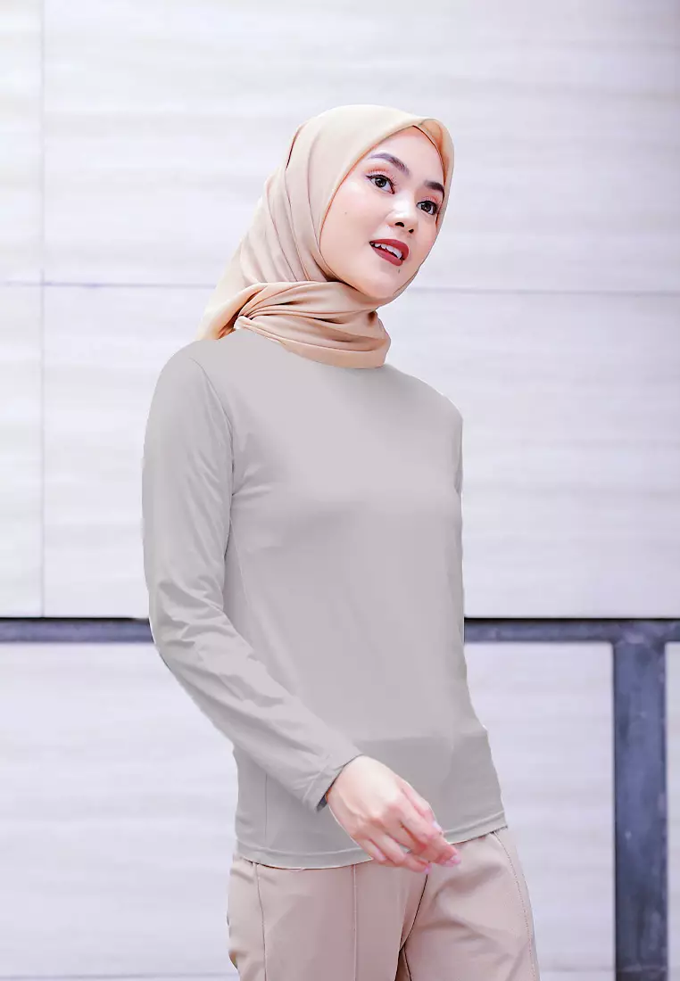Cotton Bee - Manset Lengan Panjang Aneisha Inner Rayon - Sky Grey - L 