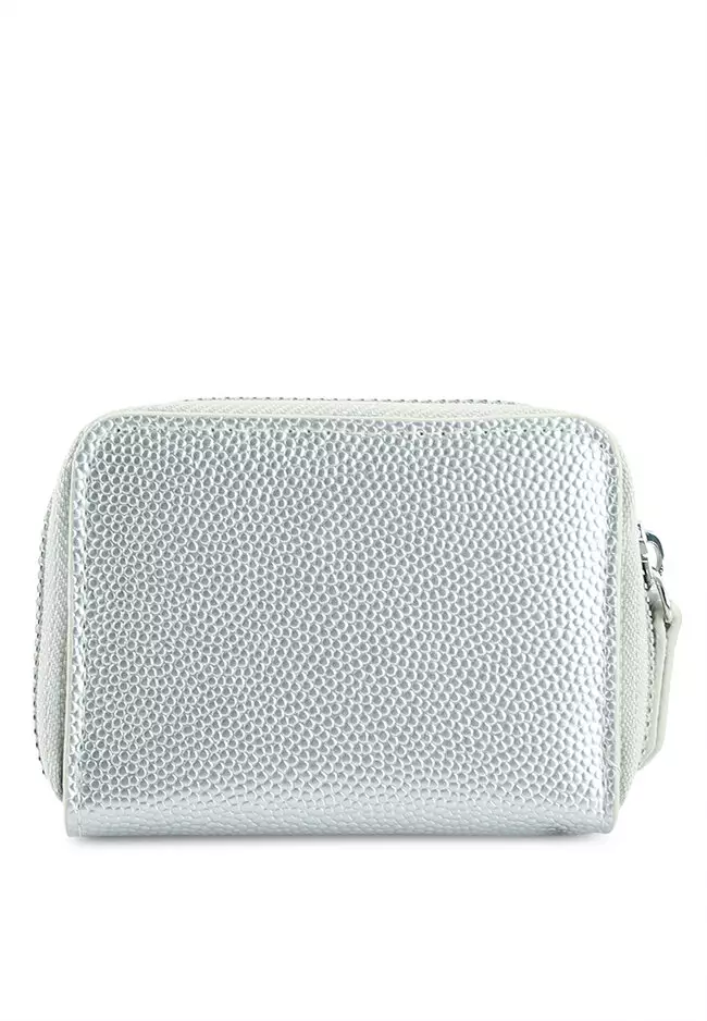 Valentino by Mario Valentino Divina foldover clutch bag in grey glitter