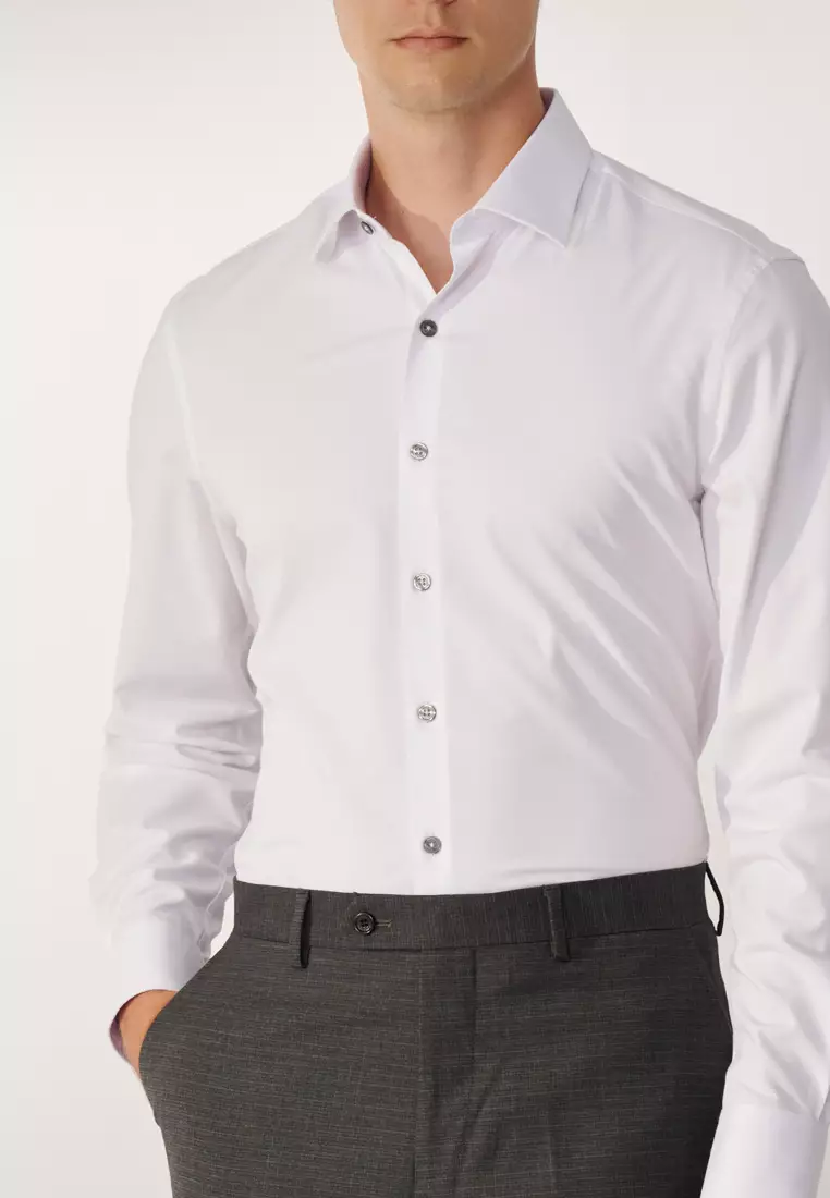 White Textured Classic Shirt