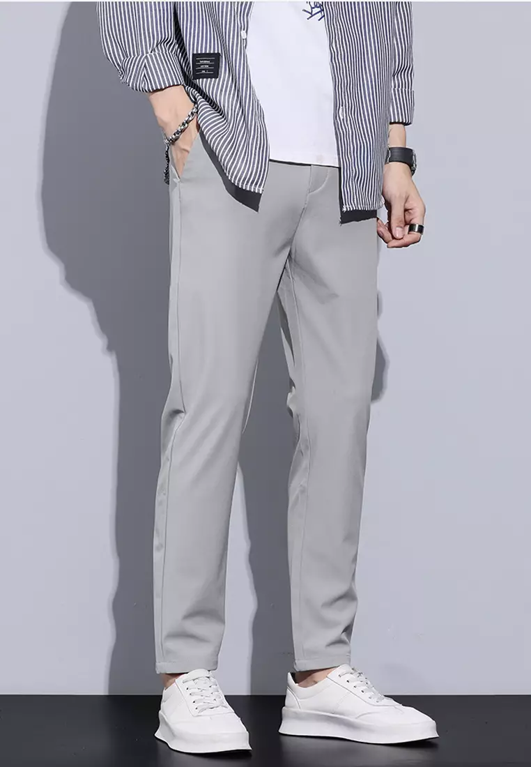 彈性腰圍修腳西褲