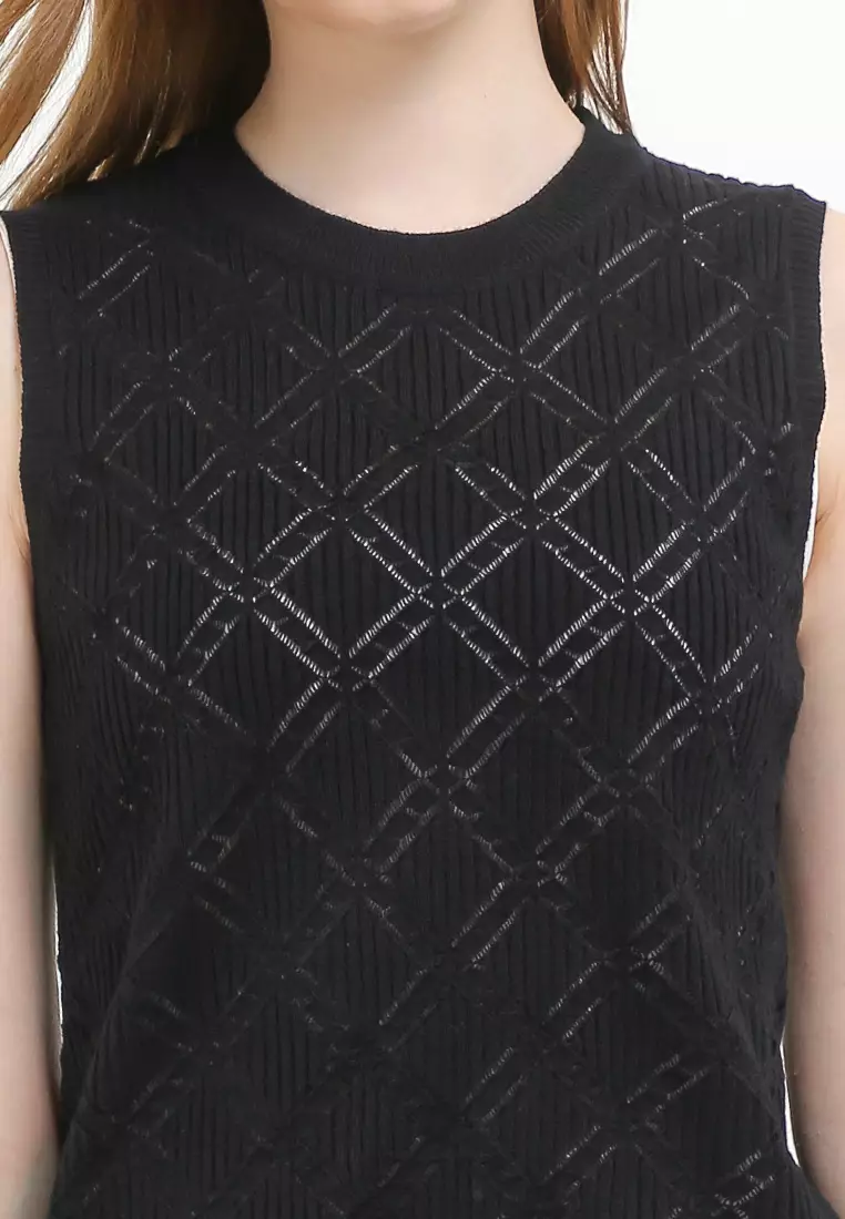 Sleeveless High Neck Knit Top