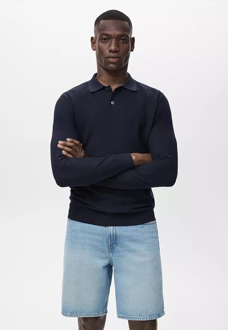 Micro-Structured Cotton Polo Shirt