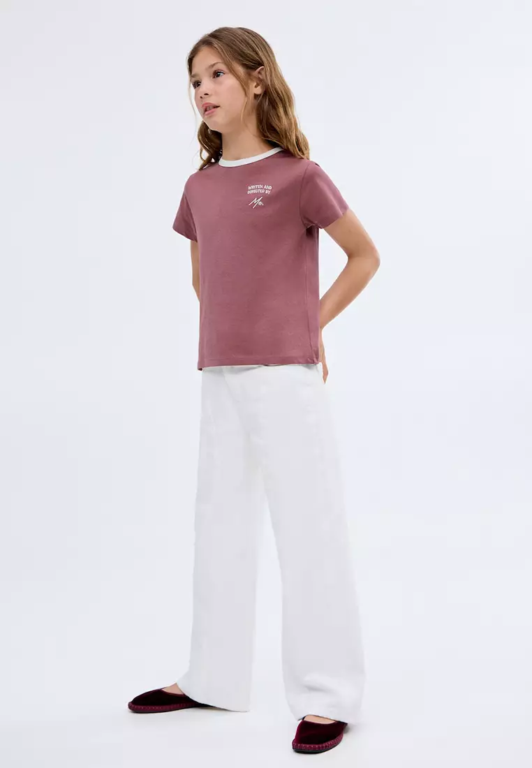 T-Shirt With Embroidered Contrasting Collar