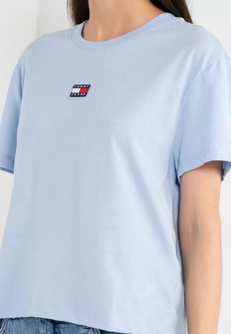 Tommy jeans embroidered 2025 logo tee