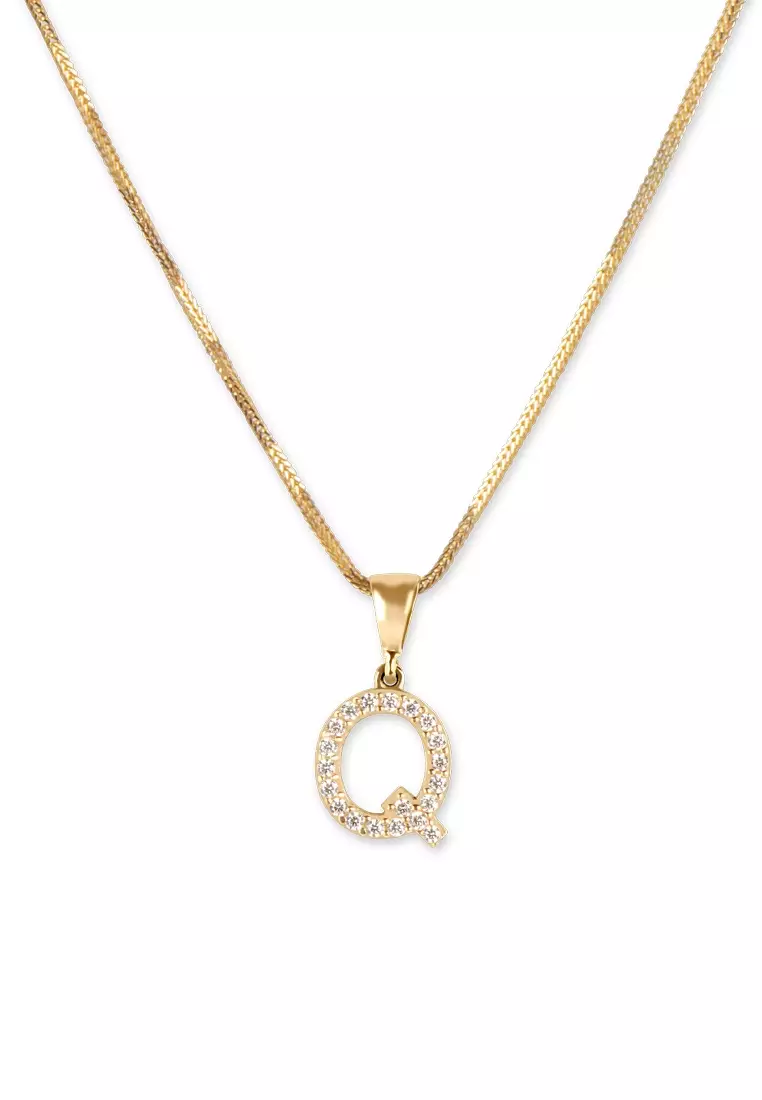 Initial Q Mini Letter Pendant 14k Gold