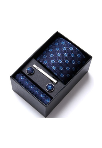 Kings Collection blue Blue Tie, Pocket Square, Cufflinks, Tie Clip 4 Pieces Gift Set (KCBT2139) 9C29DAC636979FGS_1