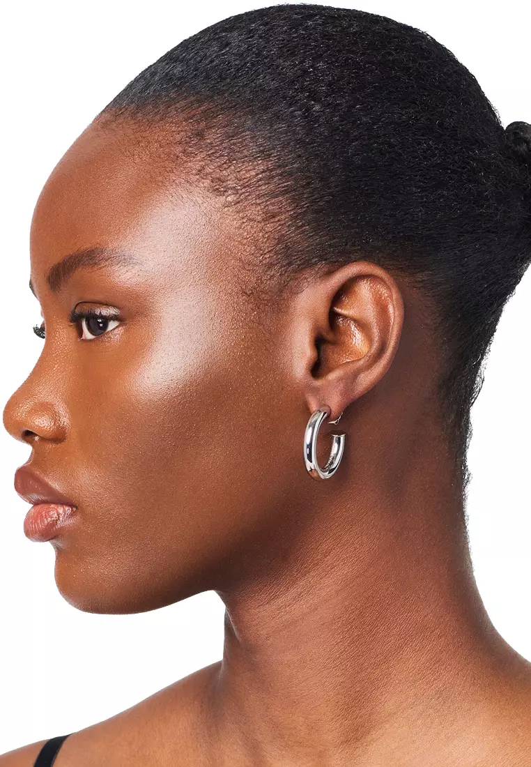 The Charmed Double Heart Hoops Earrings in Silver J202MT4RE22