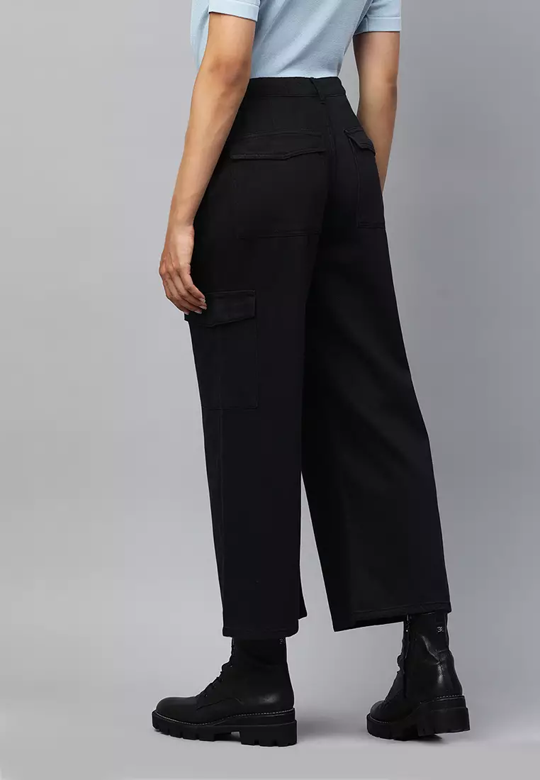 Black High Waist Cargo Pocket Pants