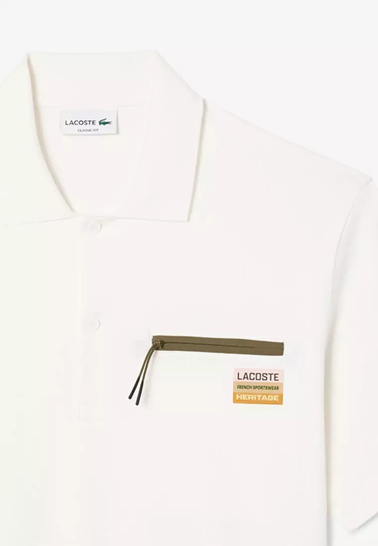 Classic Fit Zipped Pocket Interlock Polo Shirt