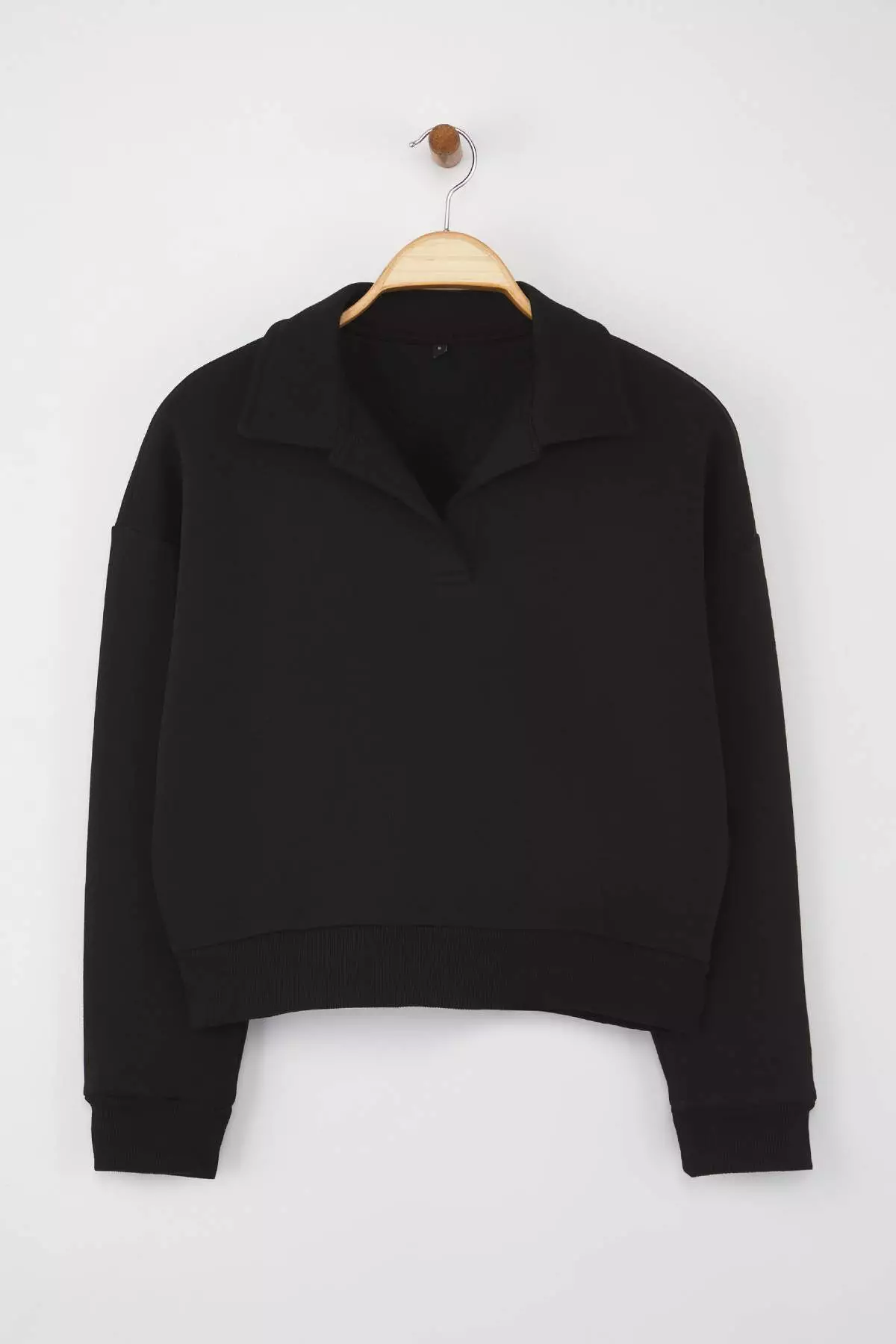 Teen Black Plain Regular Pattern Knitted Sweatshirt Twoaw26Sw00049