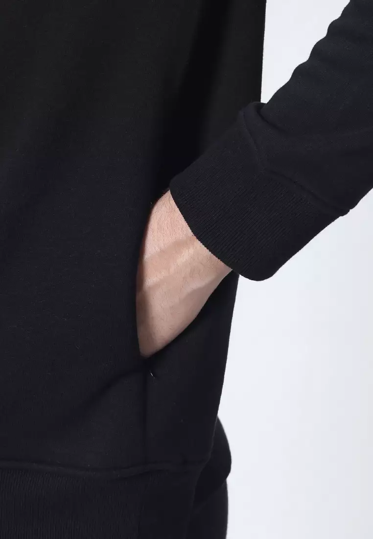 Cotton Well Coofy Crewneck Sweatshirt with Hidden Pocket Black | Sweater Polos Kantong Tersembunyi Hitam