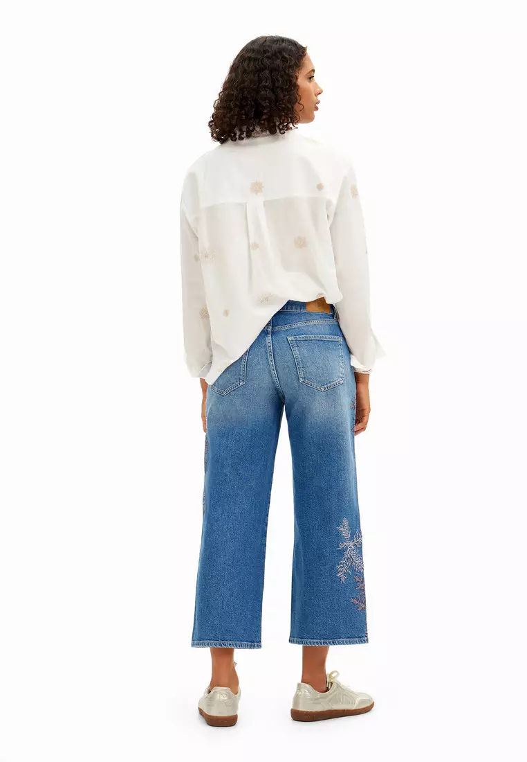 Desigual Damen Casual Pants – Regular Fit, Tropenmuster, Mit Bindeband, Lässige Hose