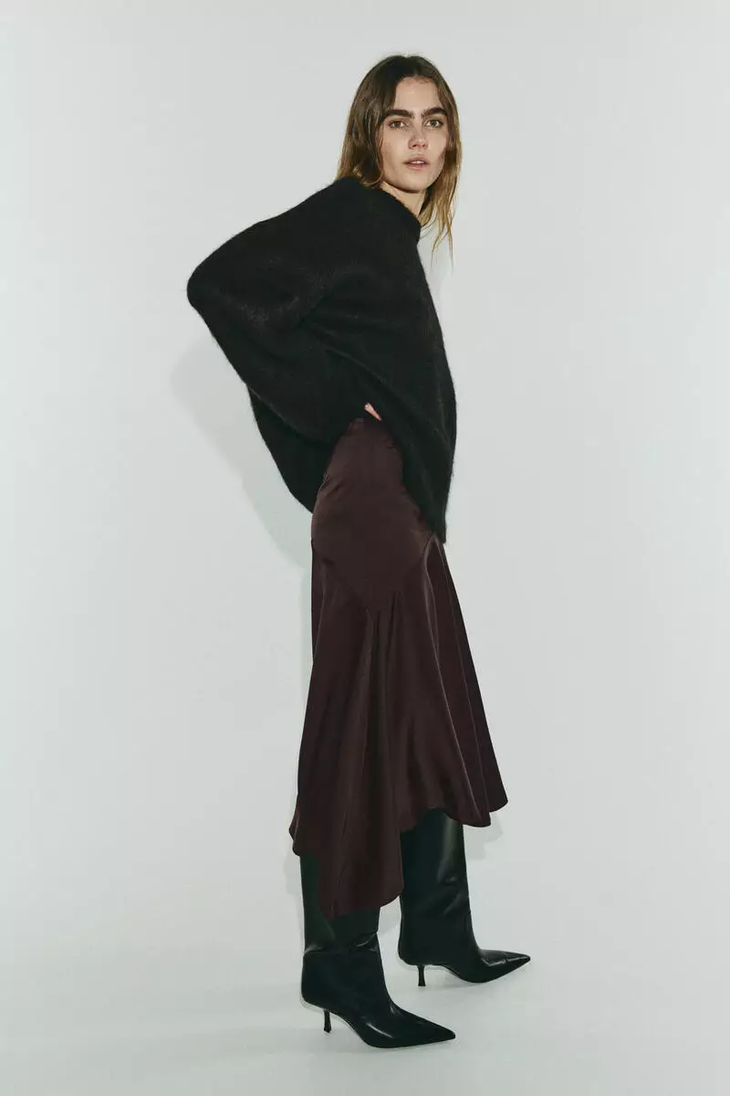 Satin twill skirt
