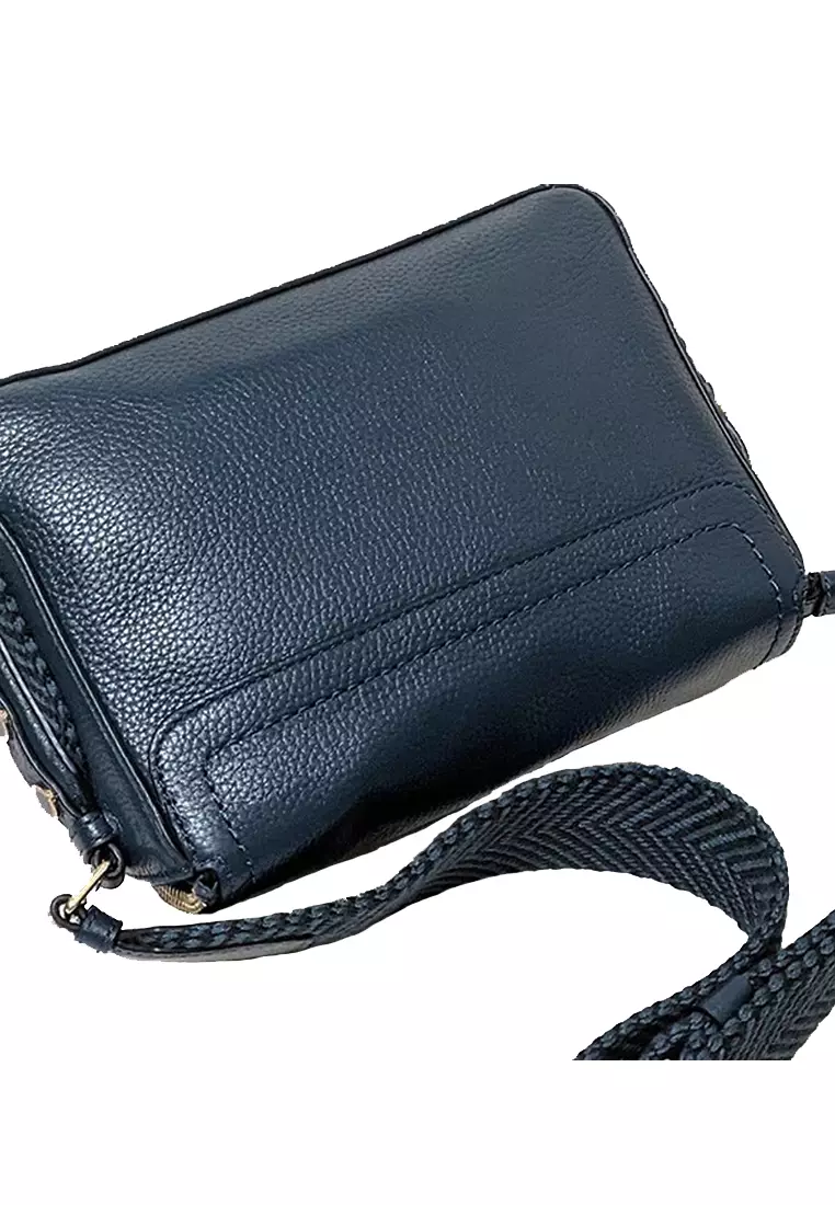 Marc Jacobs The Mini Boho Grind Crossbody Bag In Blue Sea Cow Leather