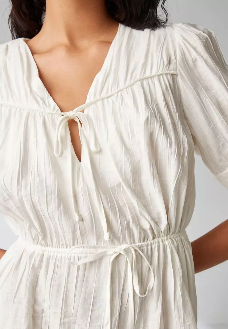 新品未開封★2025SS受注販売PUFF SHORT SLEEVE BLOUSE Buy NEXT Tie Front Tiered Textured Short Sleeve Blouse 2025 Online