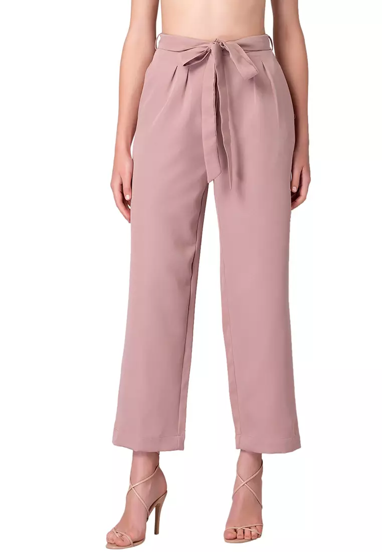 SIDDARTH TYTLER X FAballey Light Pink Straight Fit Trousers With Self Fabric Belt
