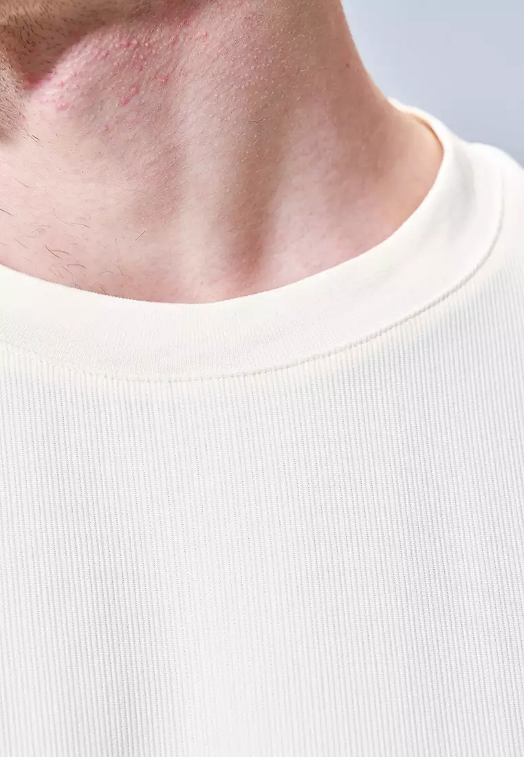 Off-white Cool Sensation Vertical Stripe High-neck T-shirt