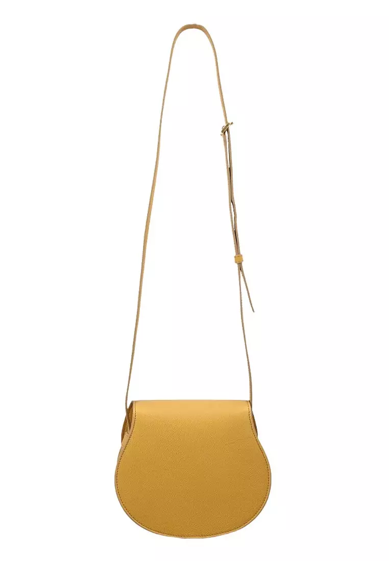 Small Marcie Saddle Crossbody Bag in Honey Gold