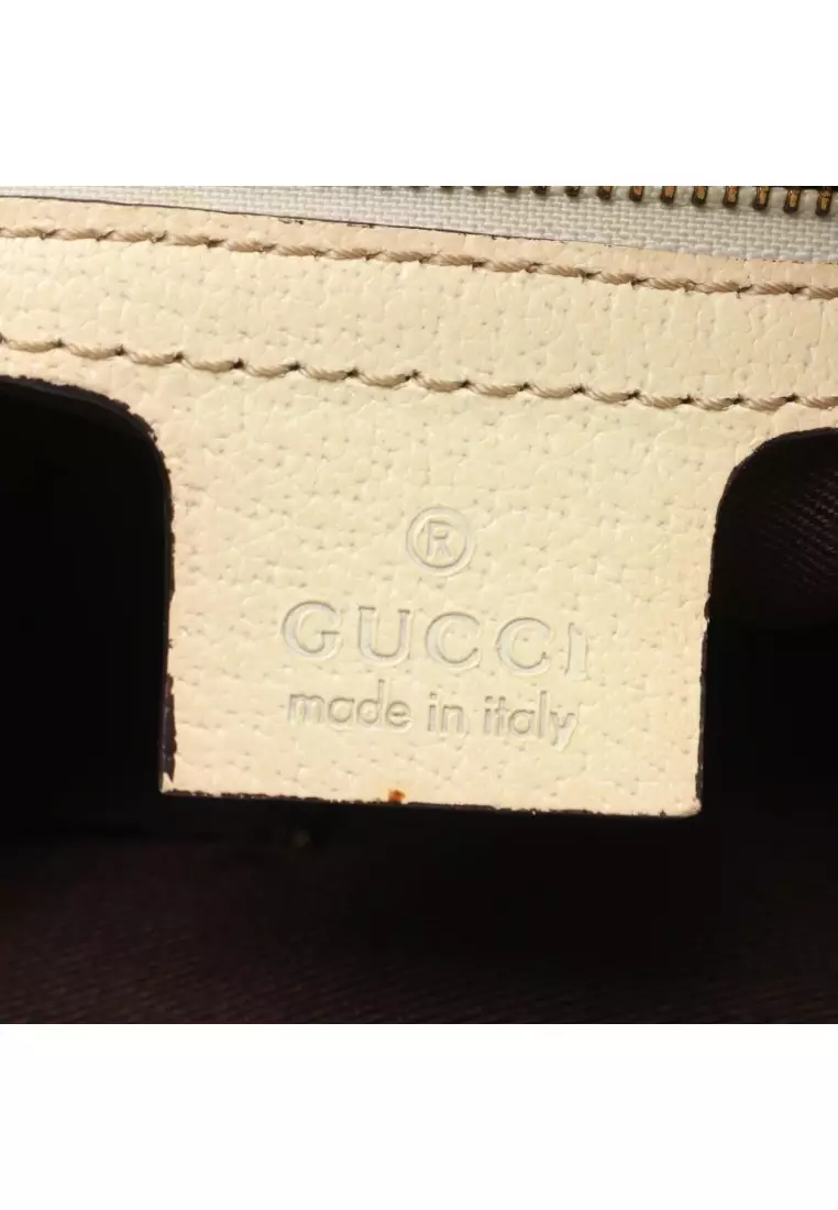 Pre-Loved Gucci GG canvas Shoulder bag tote bag canvas leather beige off white