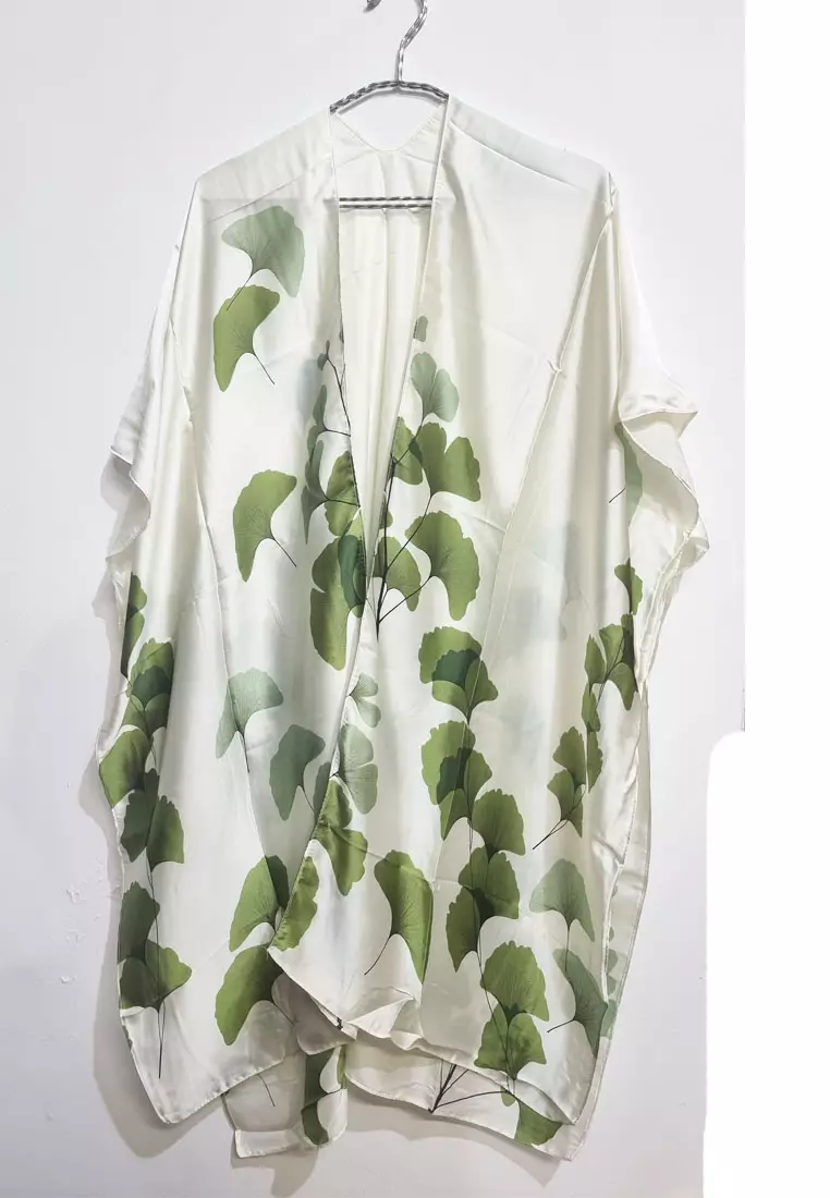 Aksesoris Wanita Ginko Outer Syal Outer Wanita Green & White
