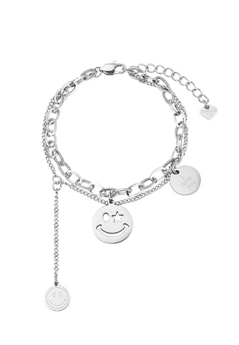 CELOVIS silver CELOVIS - Trixie Smiley Pendant with 'I Love You' Multi-layer Chain Bracelet in Silver CB157ACBB00736GS_1