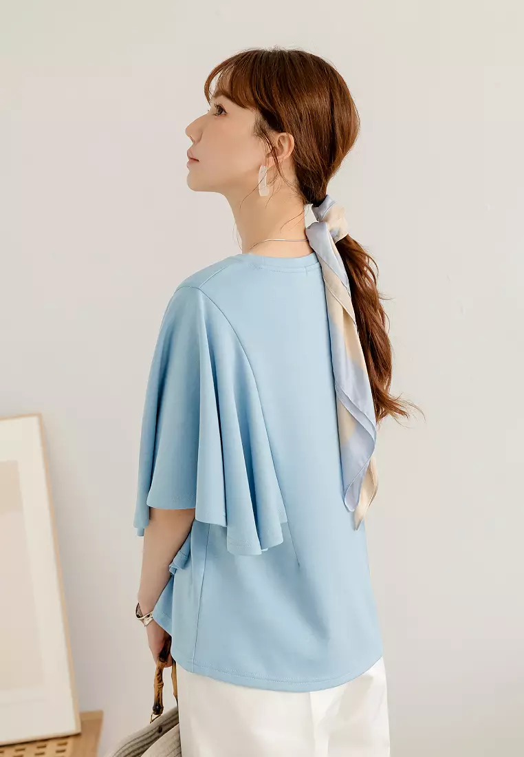 Soft Air Cotton Asymmetrical Dolman Sleeve Top [AB20409]
