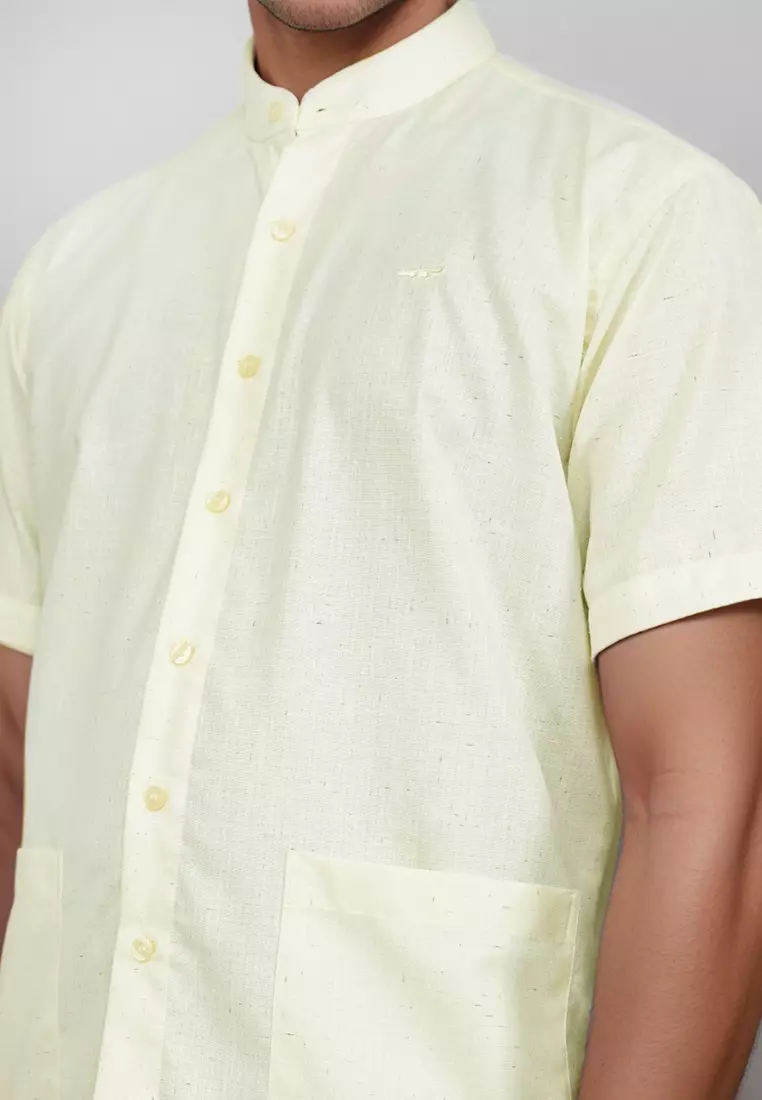 Crocodile KOKO Linen | Lengan Pendek Corak Kontemporer Kemeja | Relax Fit 1165