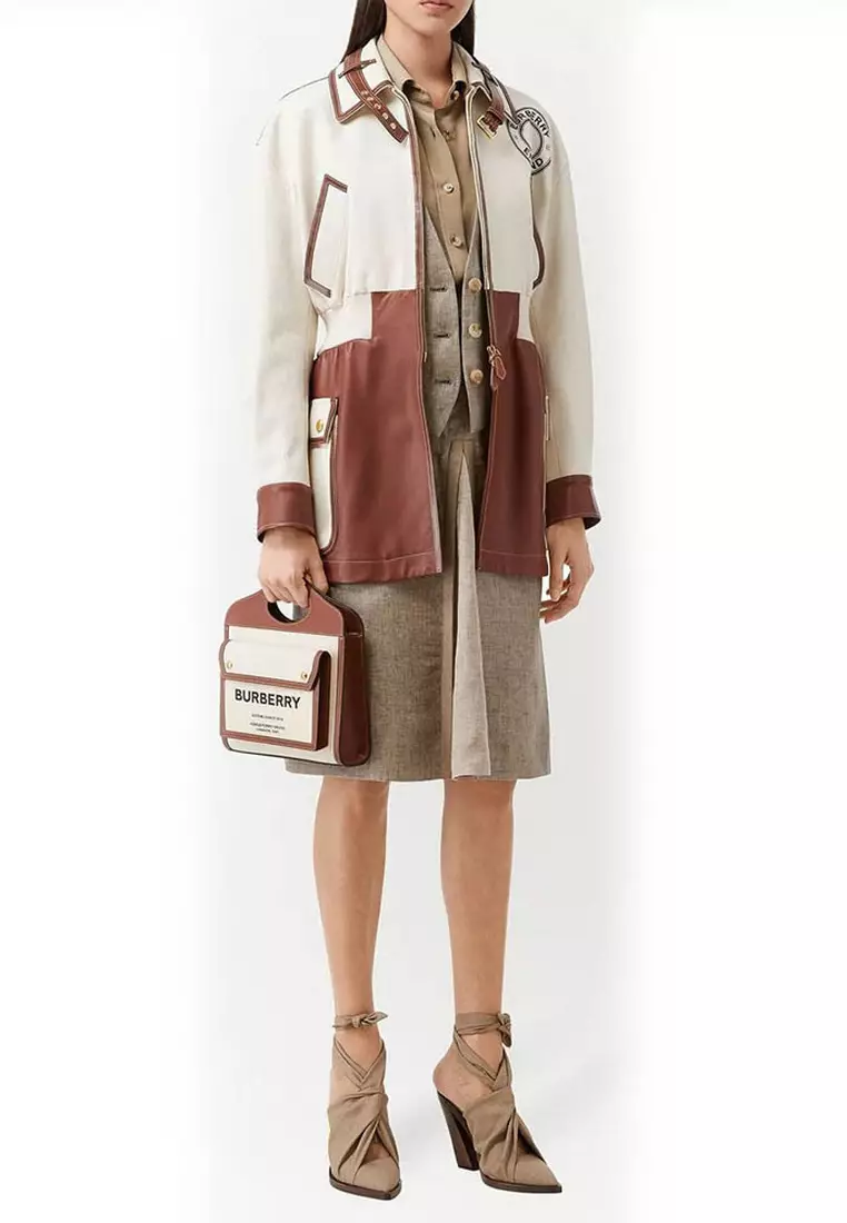 Mini Two-Tone Crossbody Bag in Natural/Malt Brown