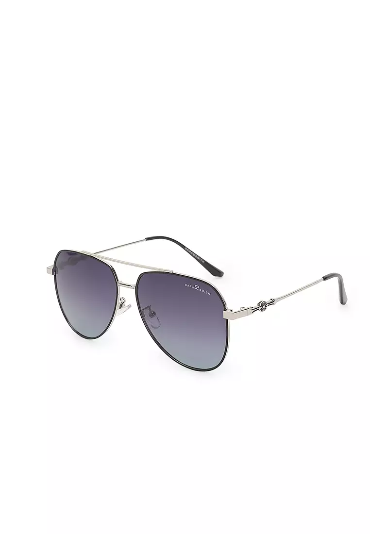 Unisex Polarized Aviator Sunglasses - Nickel White