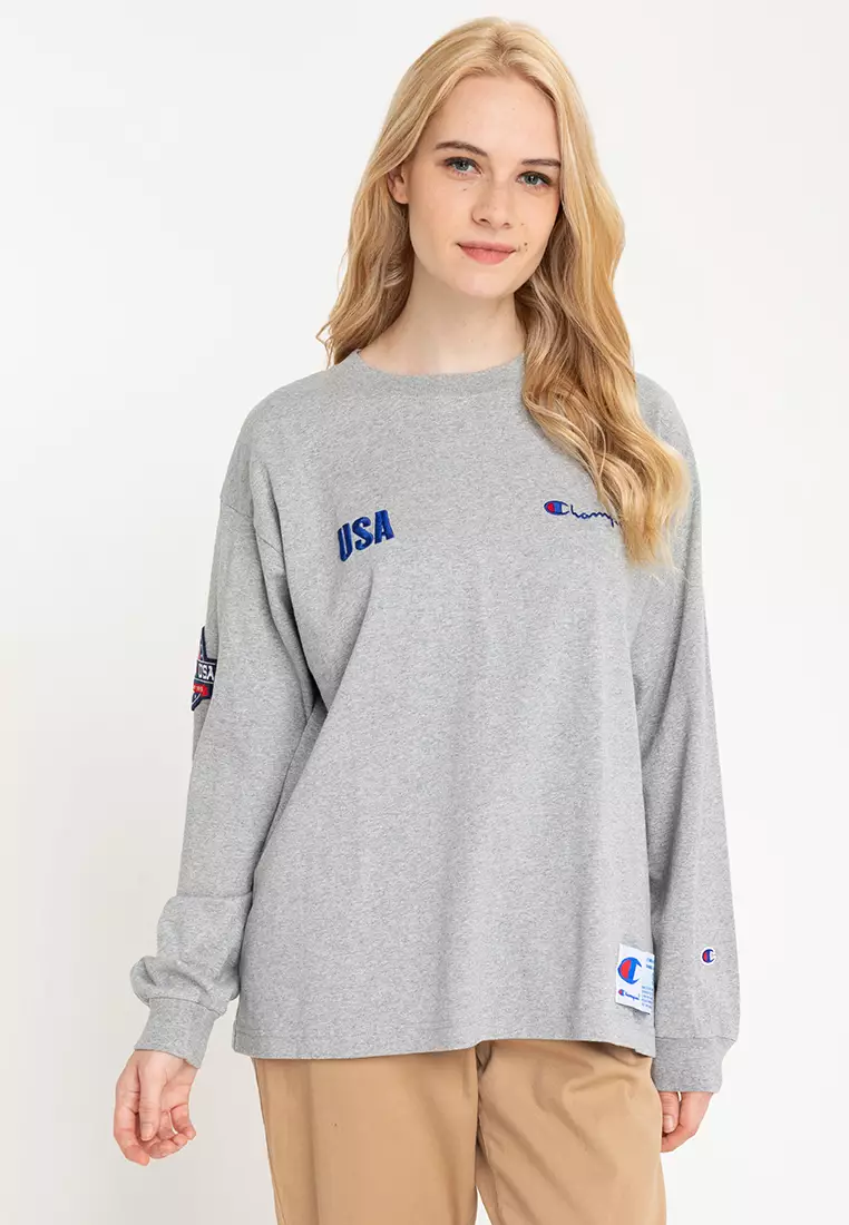 Buy Champion Japan Line Long Sleeve T Shirt Oxford Gray 2024