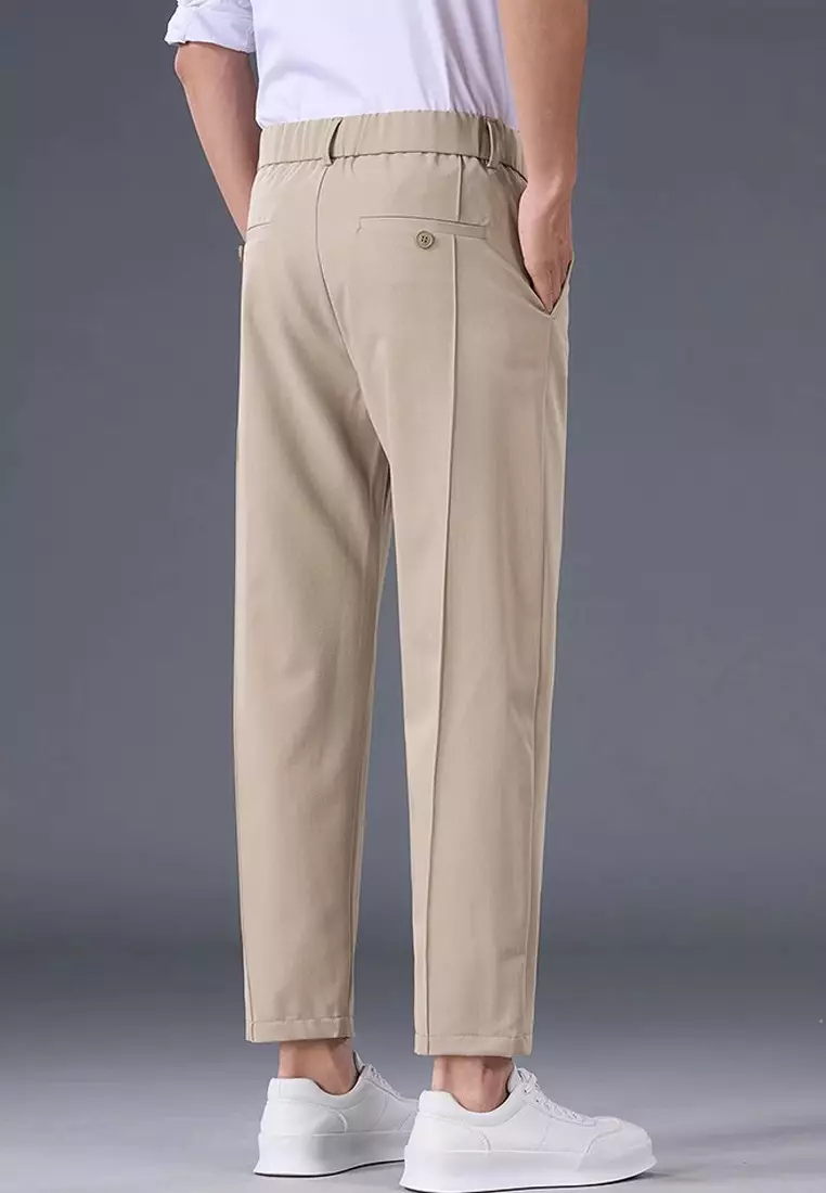 Men's Elasticated Waist Ankle Suit Pants