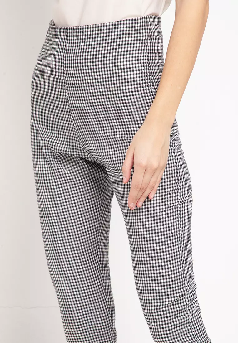 Plaid-High Waisted Pants