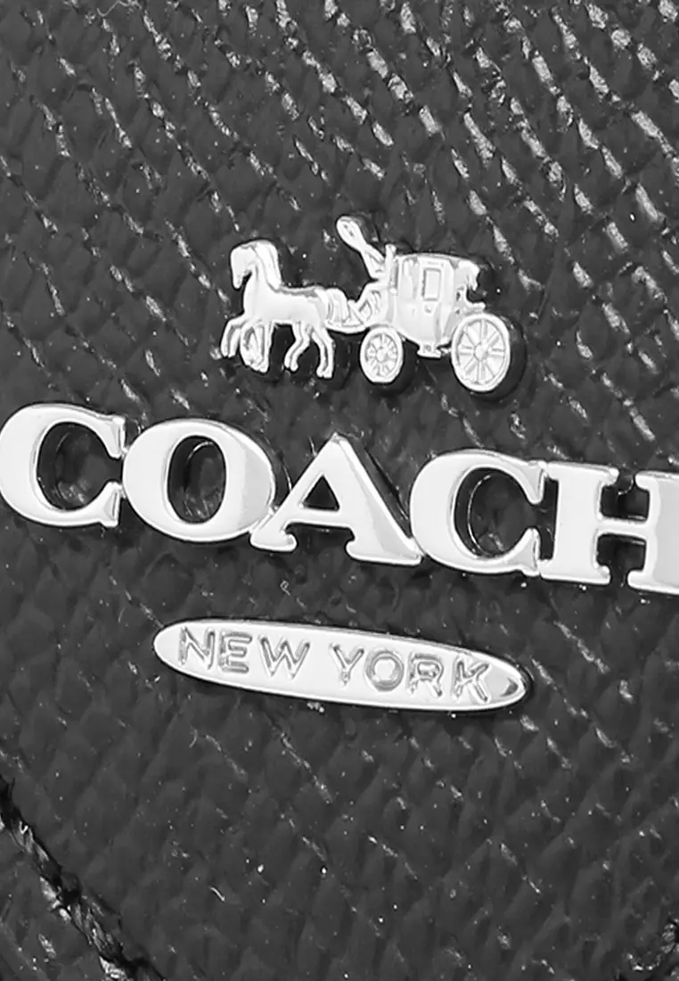 Medium Corner Zip Wallet in Black/ Silver 6390