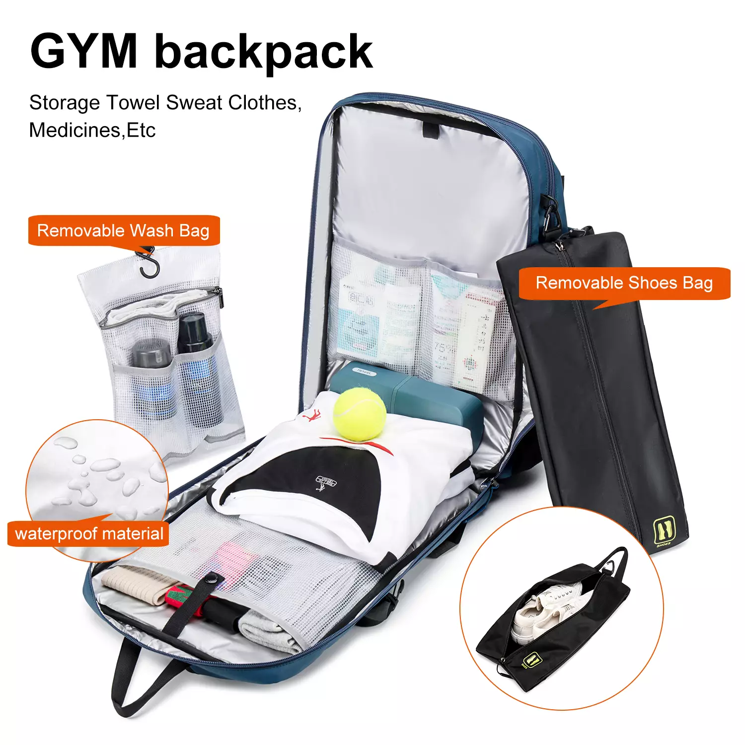 Arctic Hunter B00391 Tas Ransel Backpack Laptop Sporty Olah Raga Basket pria USB 15.6 Inch - BLUE