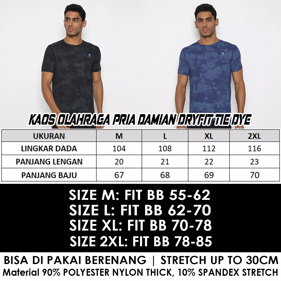 Fitwear - Kaos Dryfit Pria DAMIAN TIE DYE - BLACK