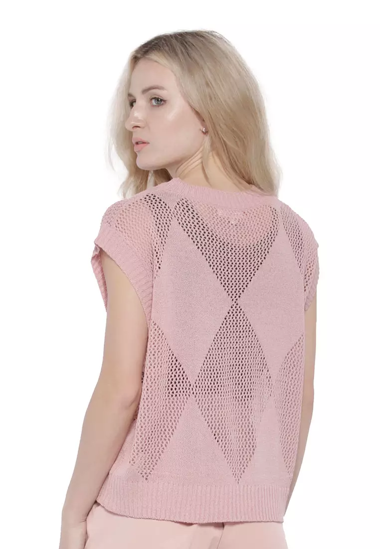 Pink Knitted Sleeveless Top